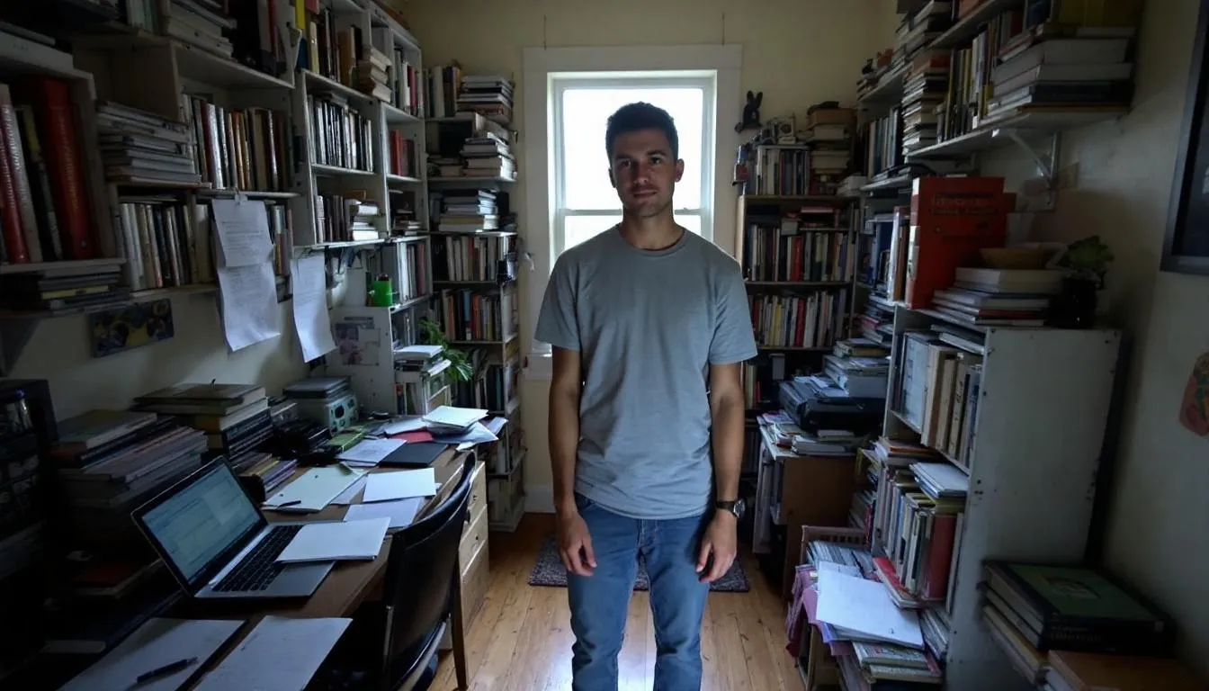 In this image, a person is thoughtfully assessing their wall space, considering various wall art options such as abstract paintings and modern art prints to create a dramatic focal point in their living room. The scene emphasizes the importance of choosing art that reflects personal style and complements the room's dimensions for a cohesive aesthetic appeal.