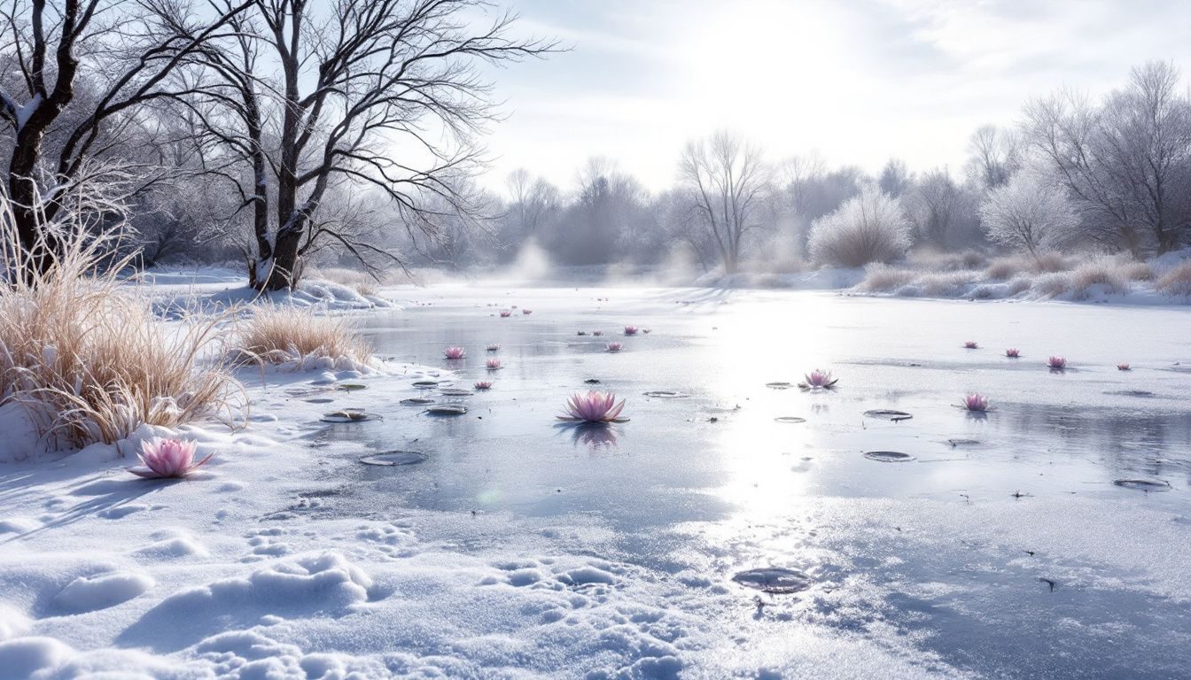 A seasonal view of a pond, highlighting the importance of seasonal care for clear pond water.