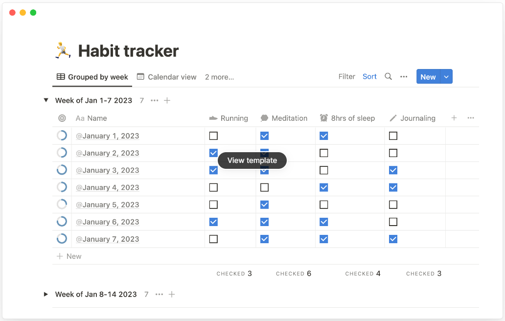 habit tracker template