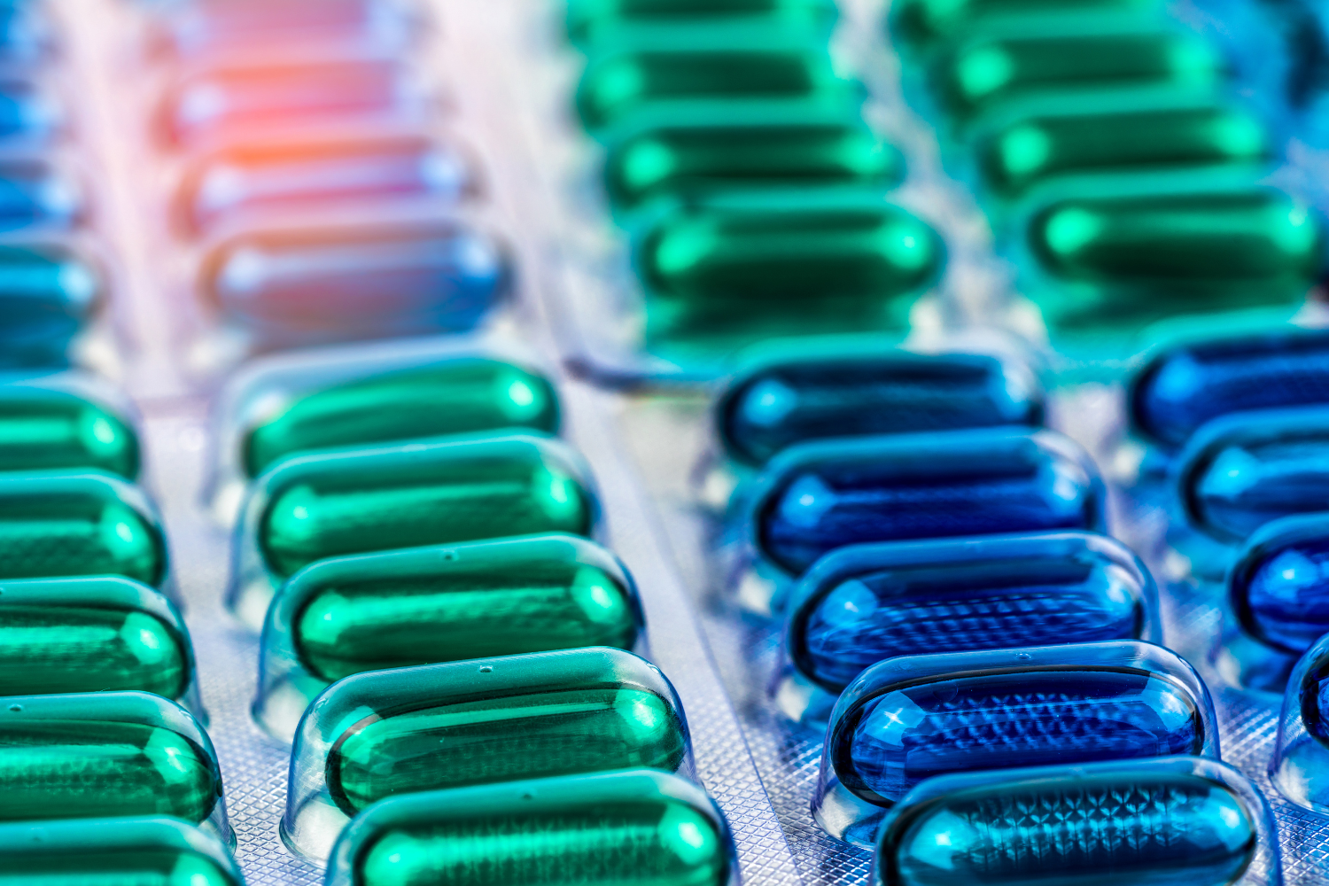 Various colors of softgels.