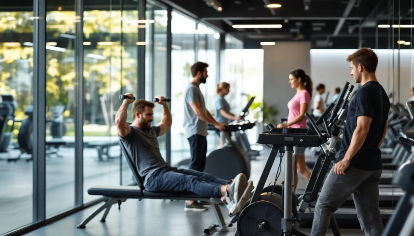 In einem modernen Fitnessstudio nutzen Menschen verschiedener Altersgruppen gemeinsam Fitness-Equipment, was die Vielfalt und den Gemeinschaftssinn im Bereich Gesundheit und Fitness widerspiegelt. Diese Szene könnte als Inspiration für eine gute Geschäftsidee im Bereich Fitness und Wellness dienen, um die Bedürfnisse einer breiten Zielgruppe zu erfüllen.
