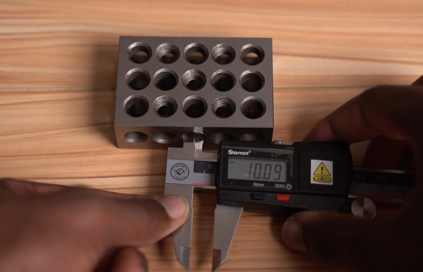 measuring inside diameter using Starrett caliper