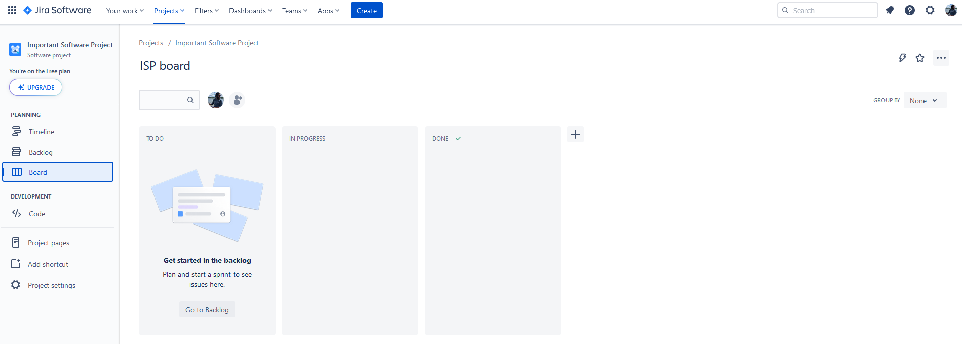 A screenshot of a Jira project using the Scrum template.