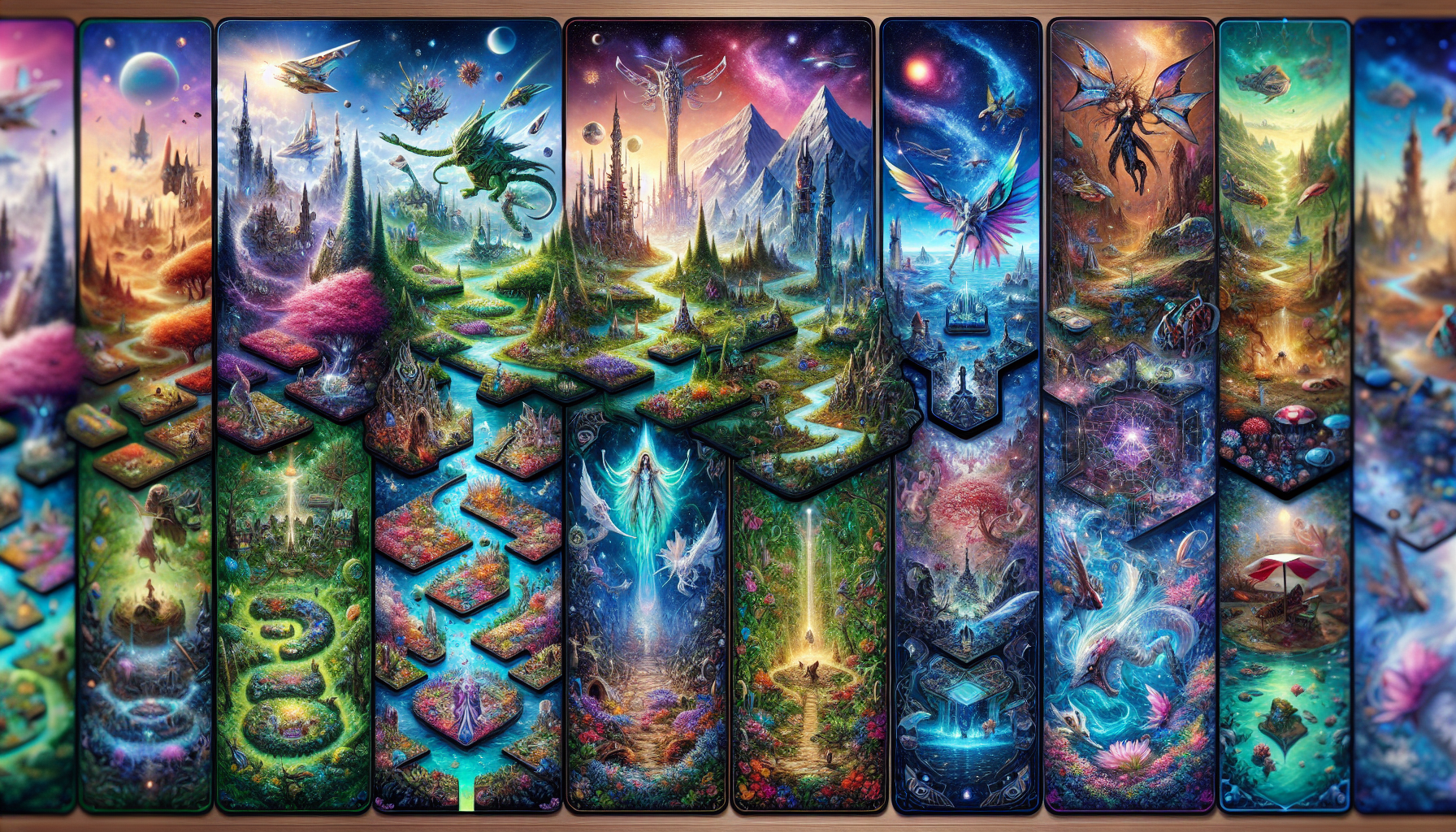 An artistic representation of popular themes for custom playmats.