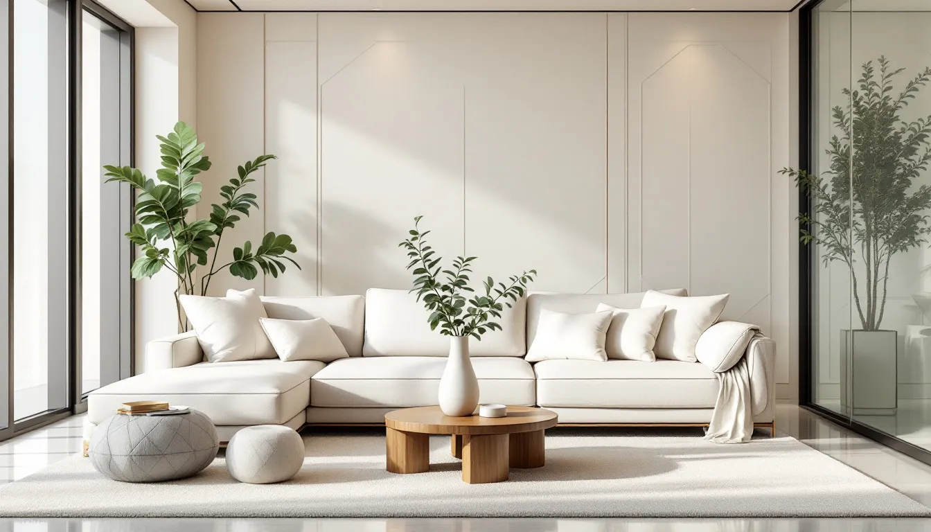 A clean and tidy living room showcasing a professionally cleaned sofa in Abu Dhabi.