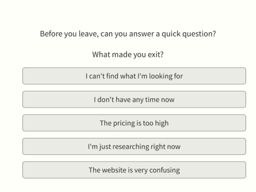 Website Feedback Exit Intent Surveys