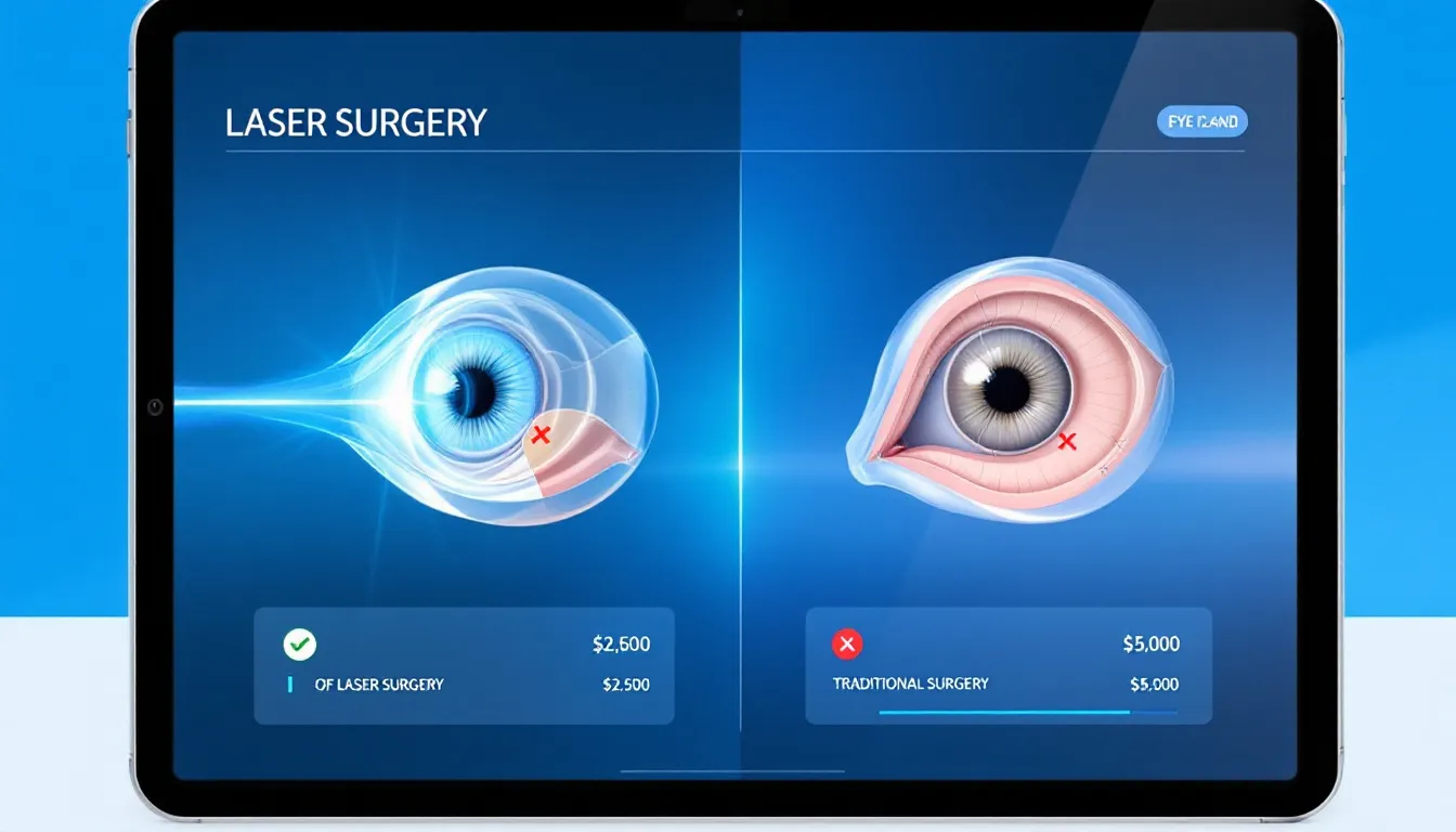 A chart comparing costs of laser surgery versus traditional methods for eyelid procedures.