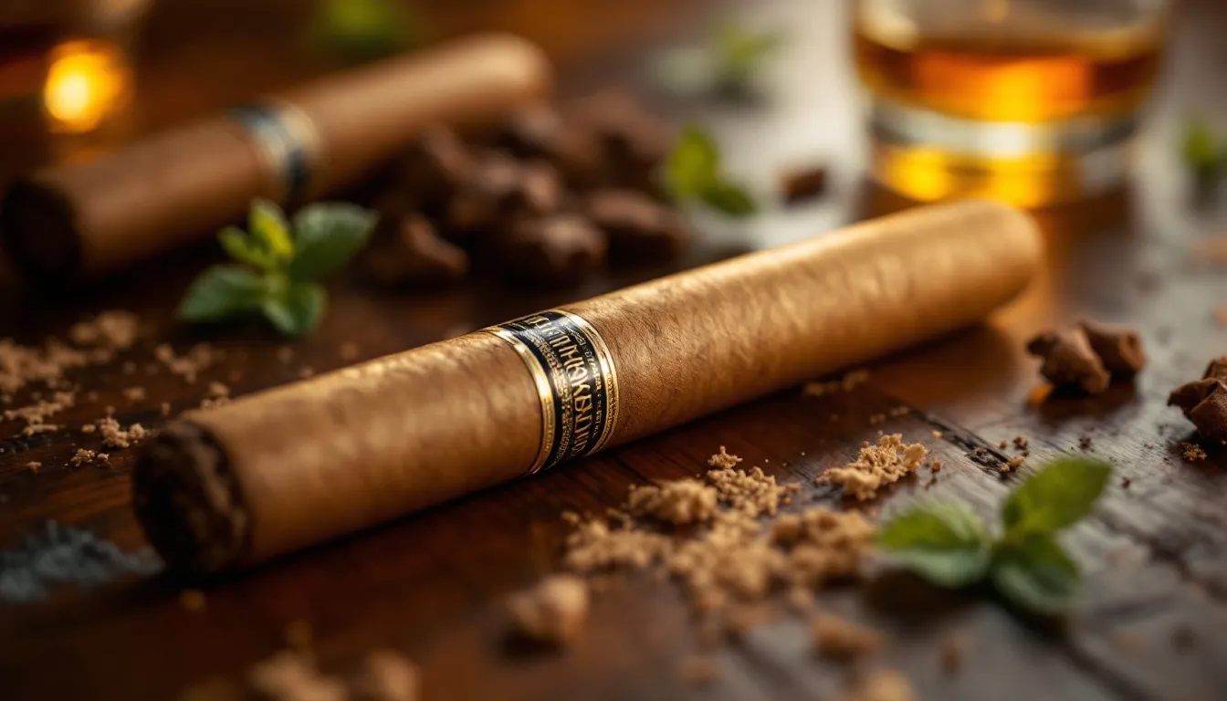 A close-up of top beginner-friendly cigars, including a Perdomo Champagne cigar.