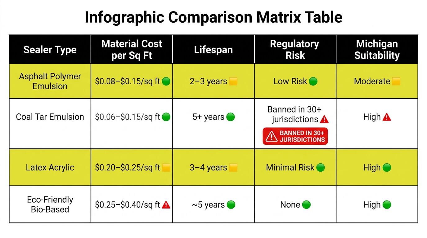 Sealcoating Cost Breakdown: Materials, Labor, and Sealer Types