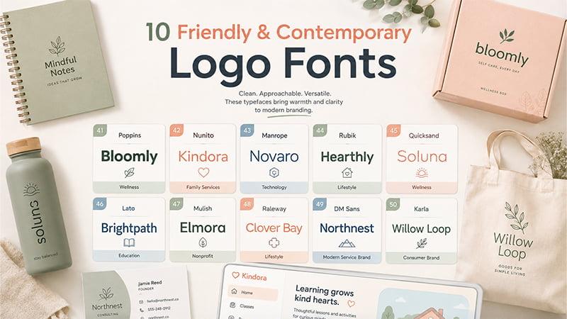 Friendly contemporary logo fonts with rounded typography styles for approachable brand identities
