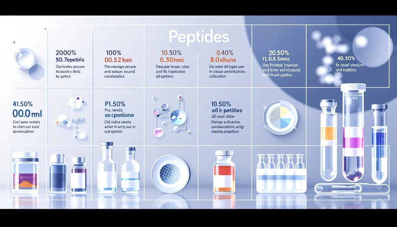 Various commonly used peptides displayed in a laboratory setting.