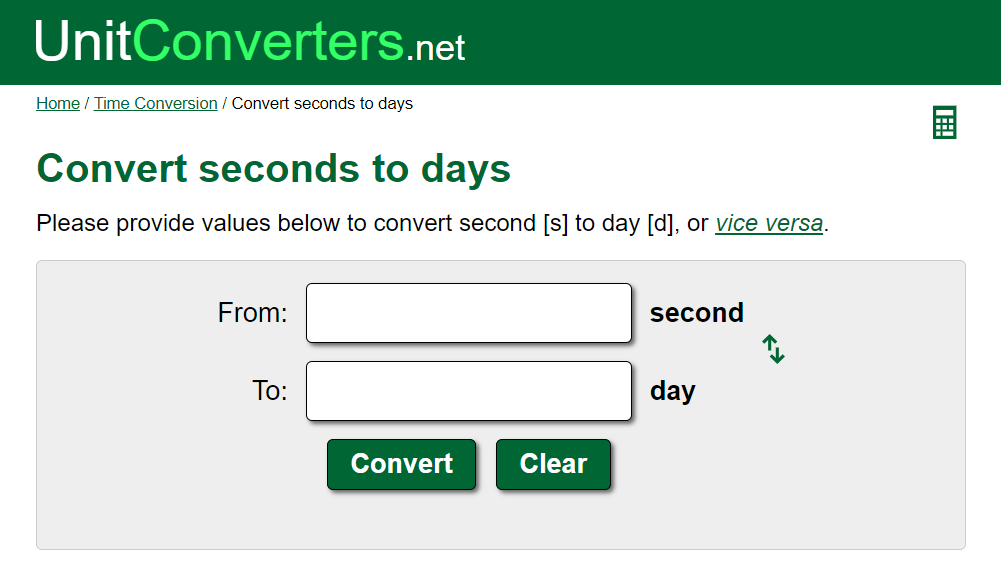 UnitConverters.net - Convert seconds to days