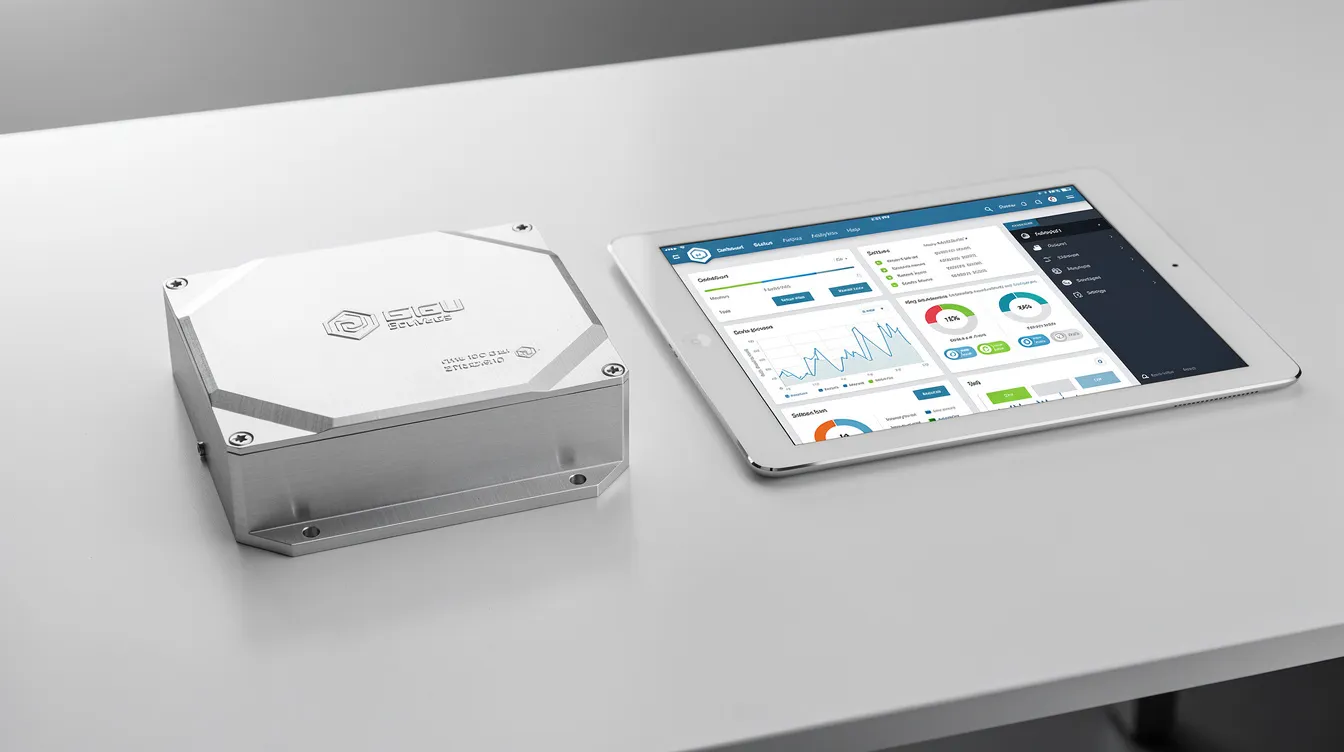 The image features a precision-machined aluminum enclosure positioned beside a tablet that displays a software dashboard interface, illustrating the intersection of hardware design and software development in the rapid prototyping process. This setup highlights the importance of user-centric design and gathering feedback to create functional prototypes that meet user needs.