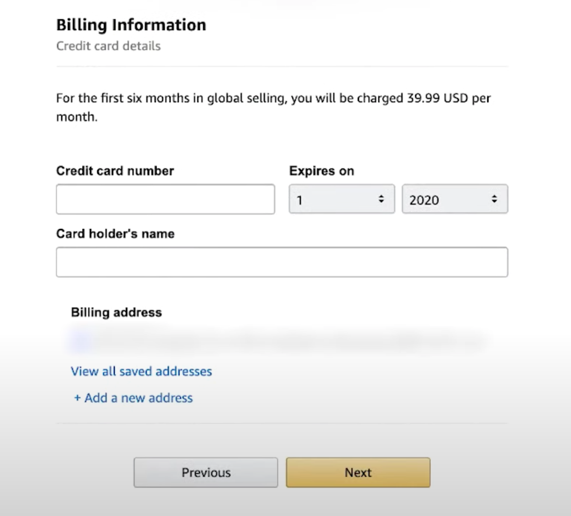 You will need to enter your billing information