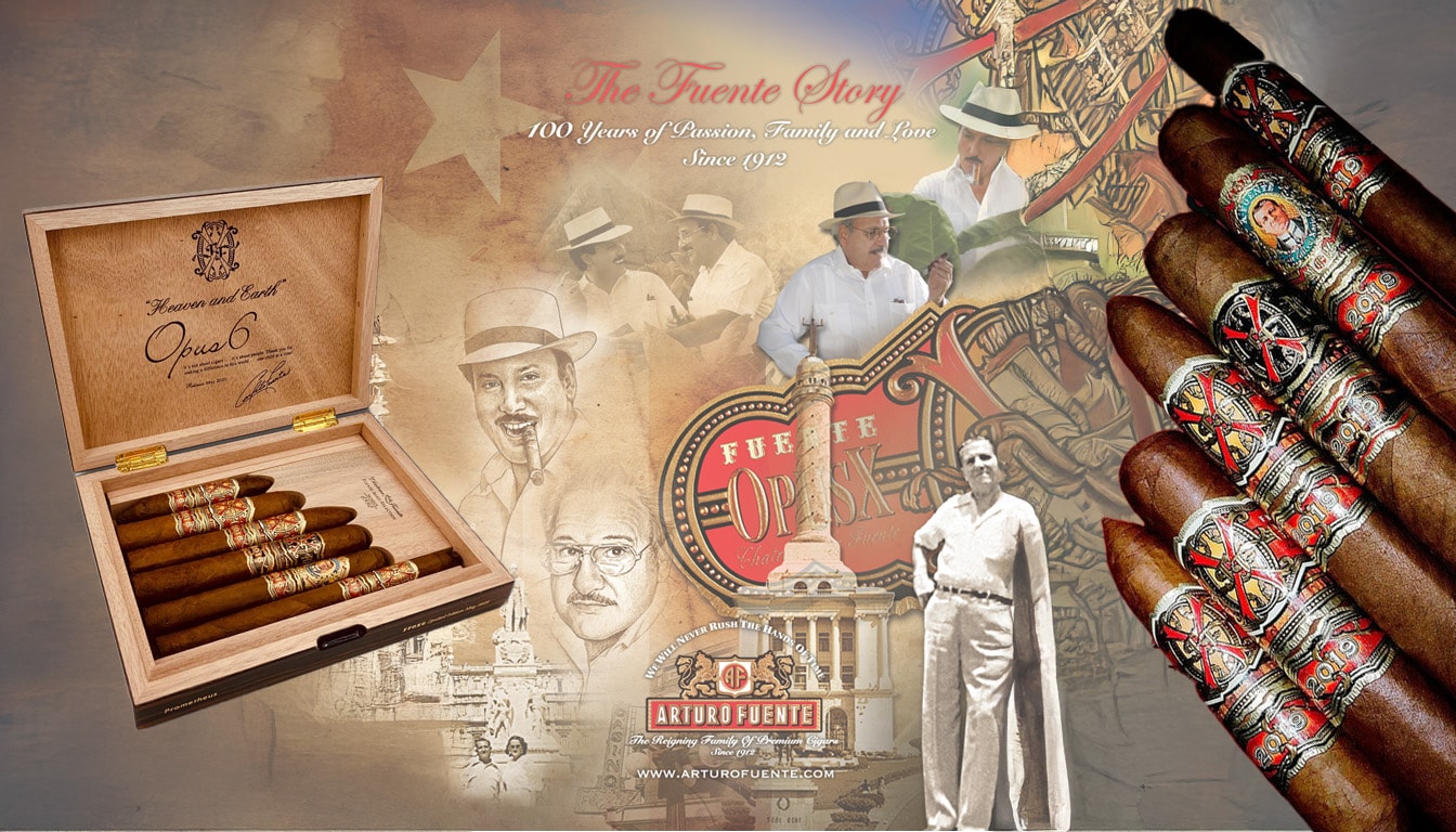 A collection of Rare Vintage Fuente Aged Arturo Fuente cigars, highlighting the Fuente story.