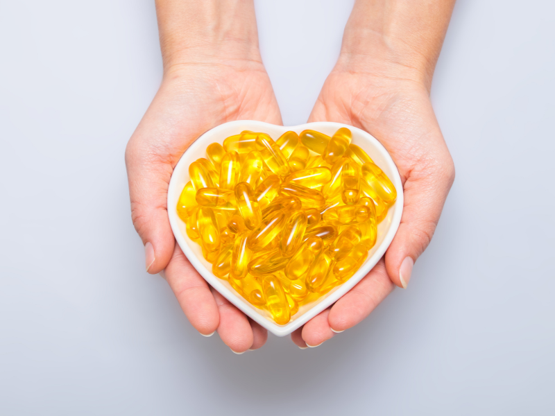 Image of a heart symbolizing Omega 3 dietary supplements for reduced risk of cardiovascular disease.