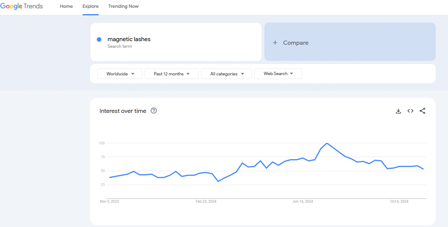 magnetic lashes google trends