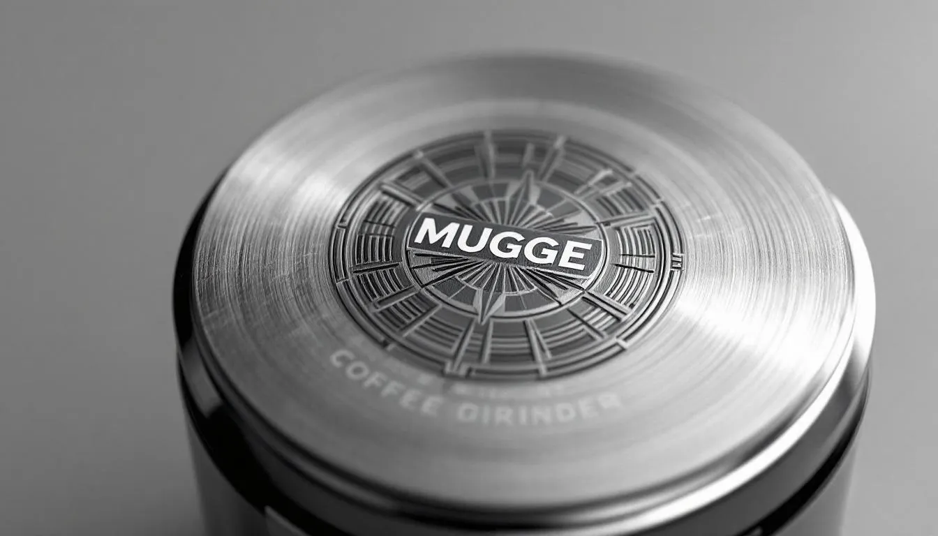 An intricately engraved custom grinder made of aluminum features a detailed logo on its surface, showcasing sharp teeth designed for a consistent grind. This durable metal grinder is ideal for cannabis connoisseurs seeking the perfect grind for their smoking experience.