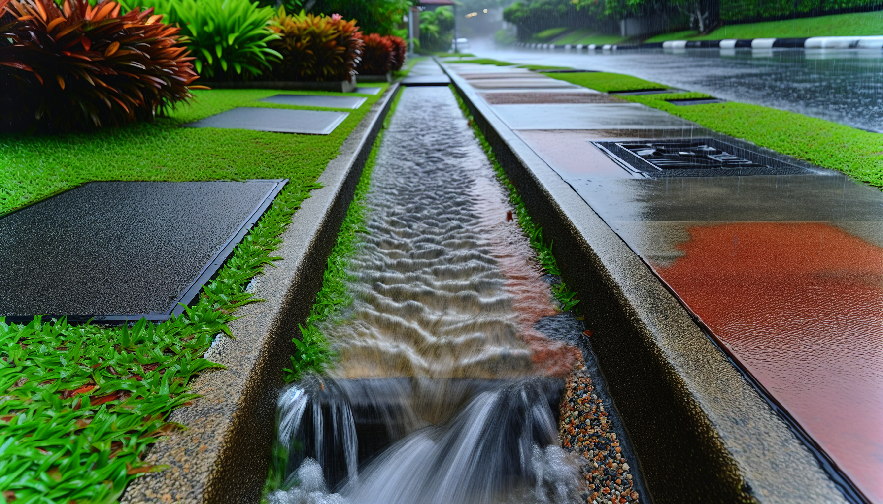 Photo of rainwater flowing into a stormwater drain