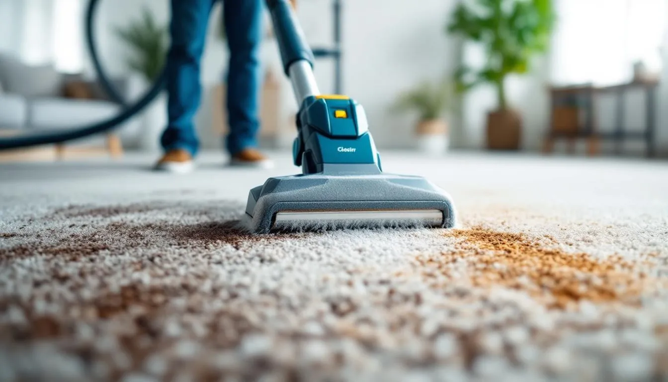 A carpet being treated for pet stains and odors by a professional cleaner.