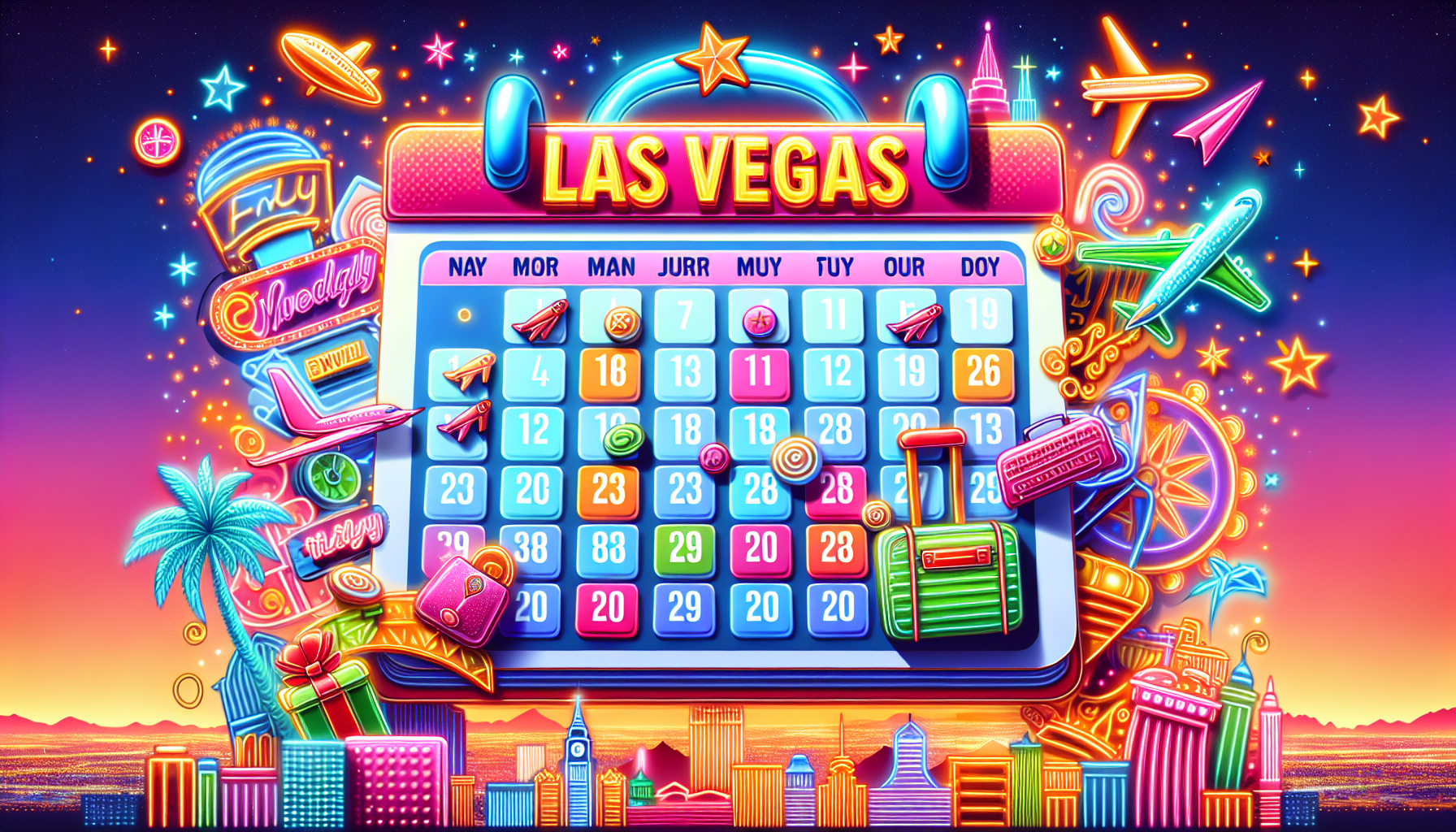 Illustration depicting the cheapest months to fly to Las Vegas.