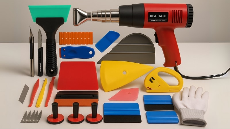 Different tools required for PPF wrapping