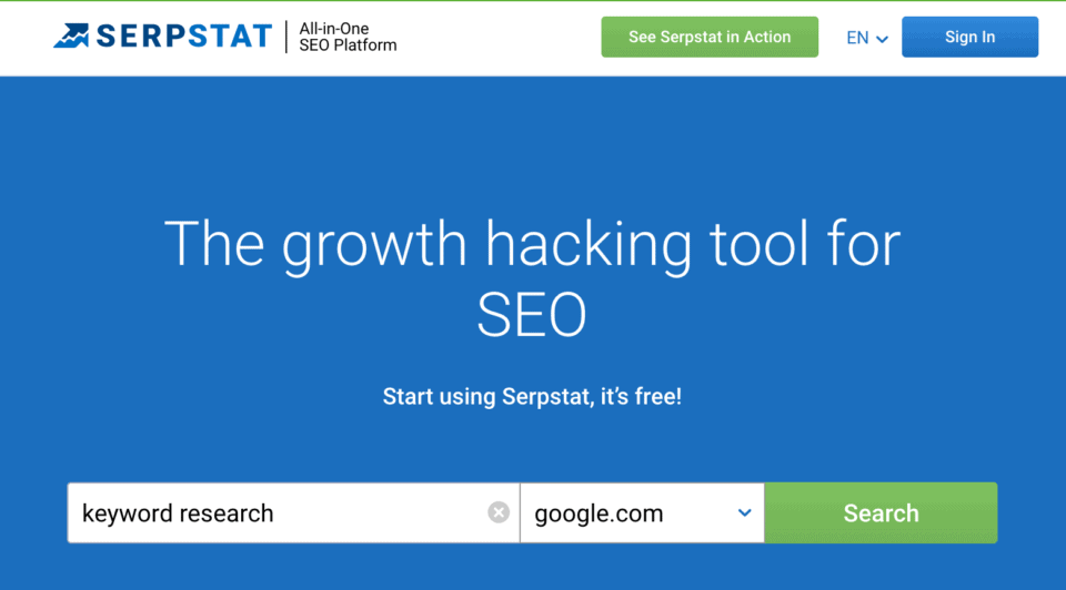 serpstat keyword research tool