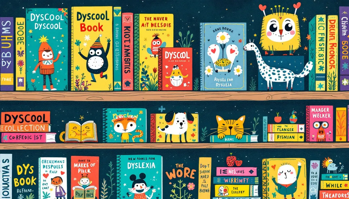 Des livres de la collection Dyscool, montrant des couvertures colorées adaptées aux enfants dyslexiques.