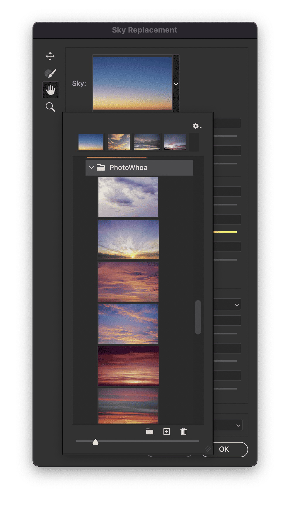 beautiful sky replacement in Photoshop options
