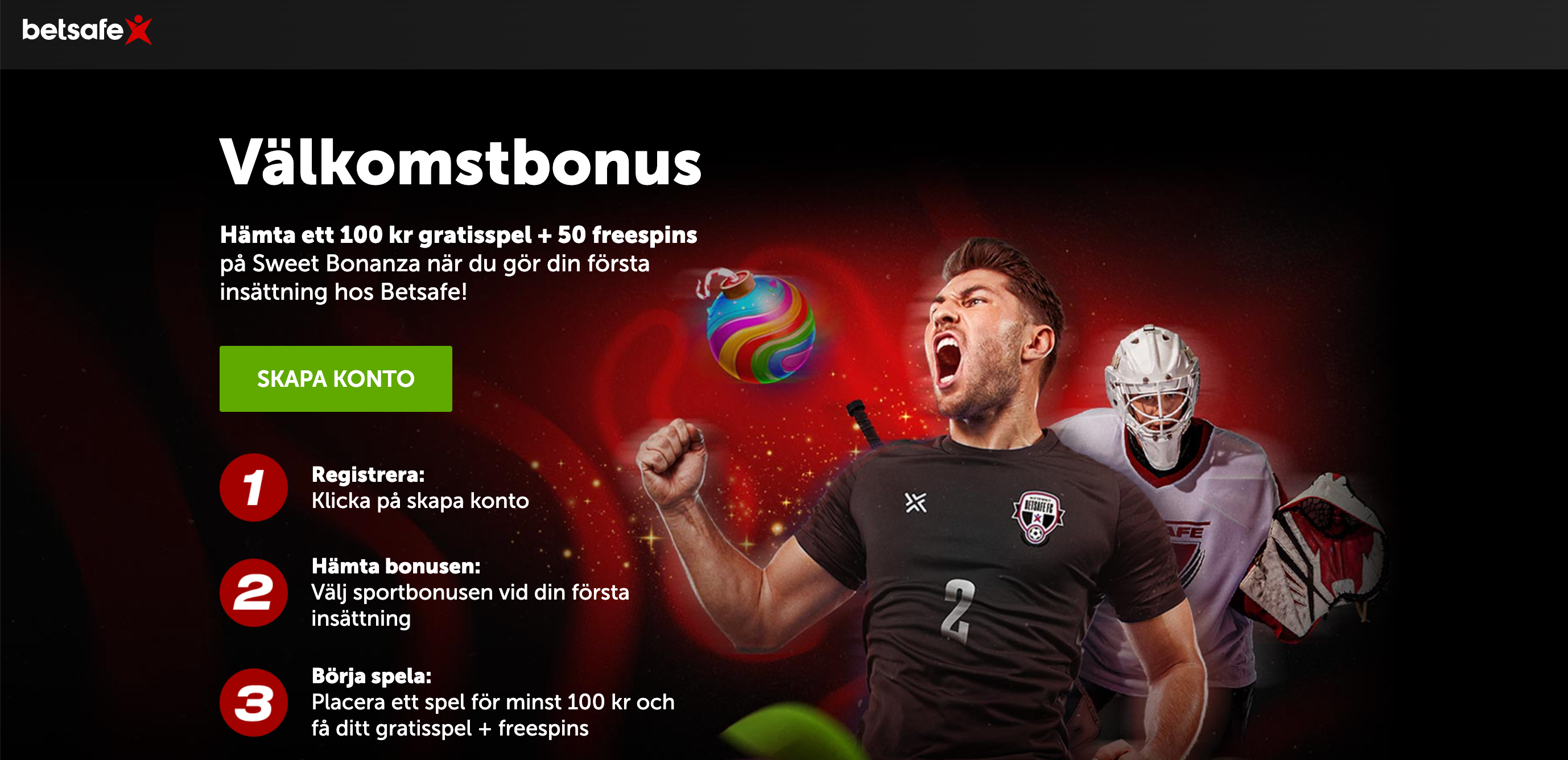 Betsafe med gratissspel värt 100 kr
