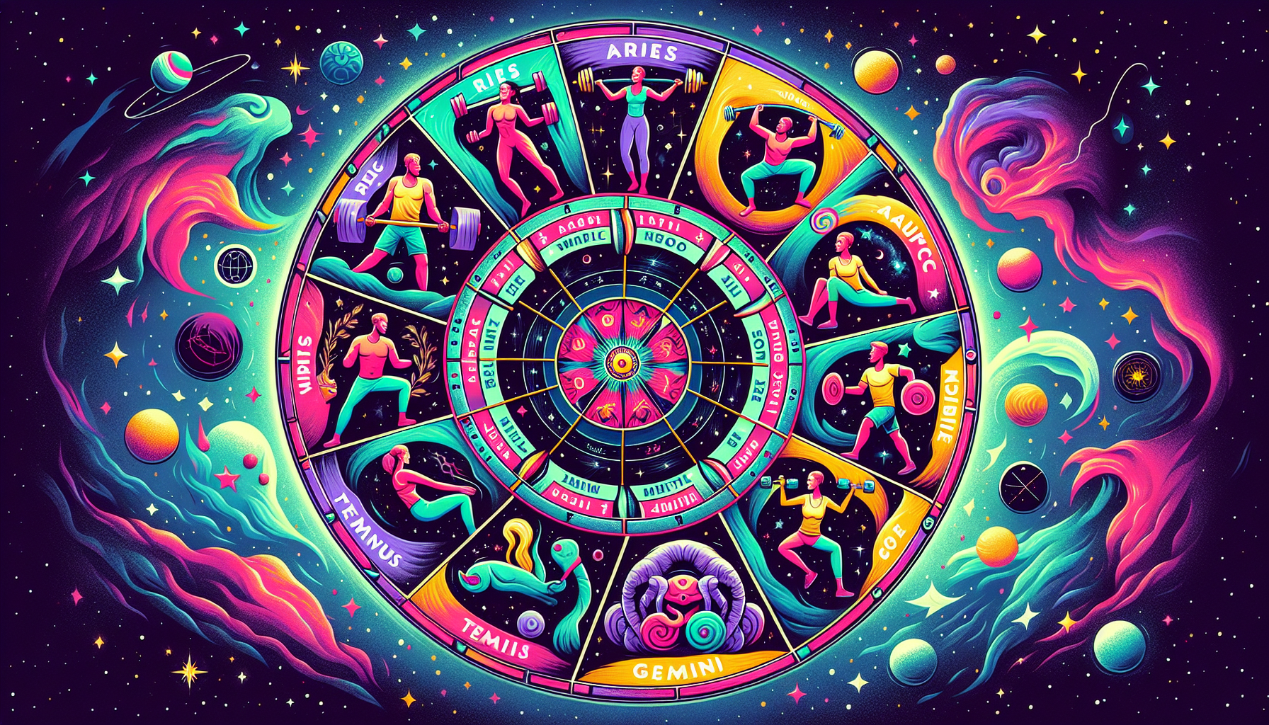 Zodiac wheel with astrological signs