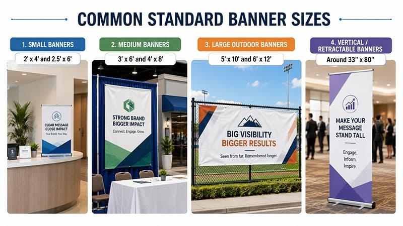 Common standard banner sizes by application