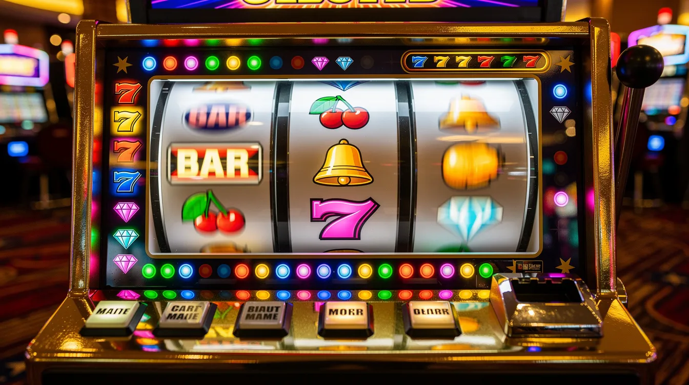 The image depicts a vibrant slot machine from Wild Tokyo Casino, featuring colorful spinning reels adorned with bright symbols such as fruits and lucky sevens. The lively design captures the excitement of casino games, inviting players to enjoy their favorite slots and explore the various bonuses available.