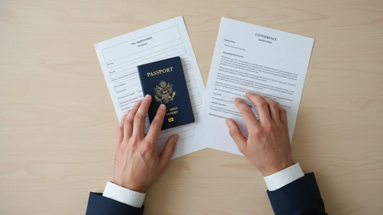 Conference visa application documents checked against flight itinerary dates