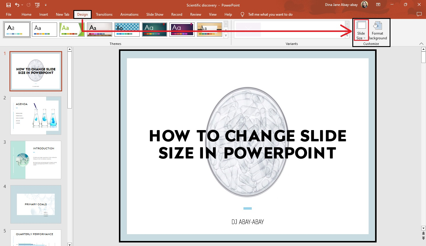 In your existin PowerPoint slide, go to "Design" tab and select "Slide size"