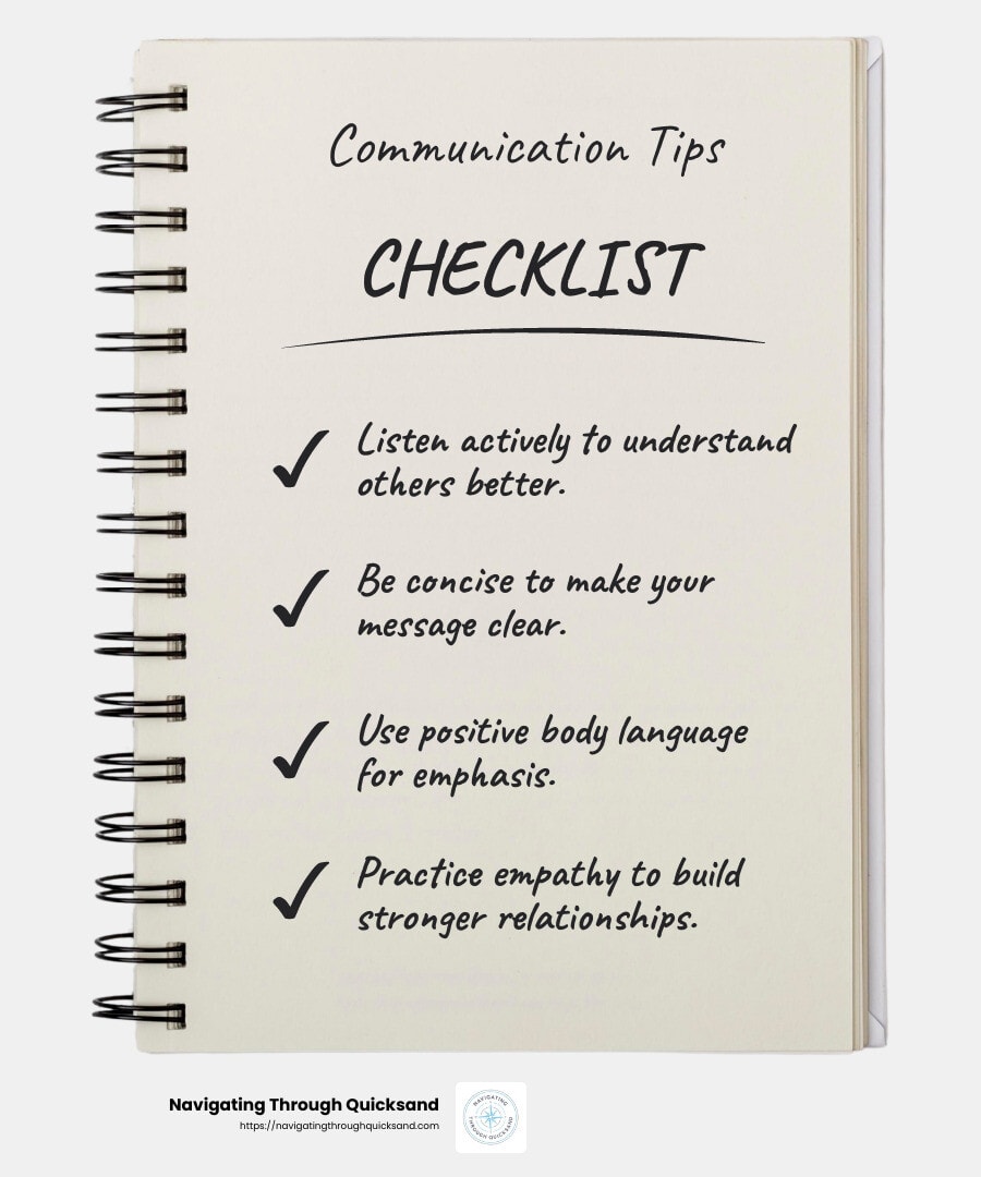 Communication skills can lead to better teamwork and leadership opportunities. - what are good professional development goals infographic checklist-notebook