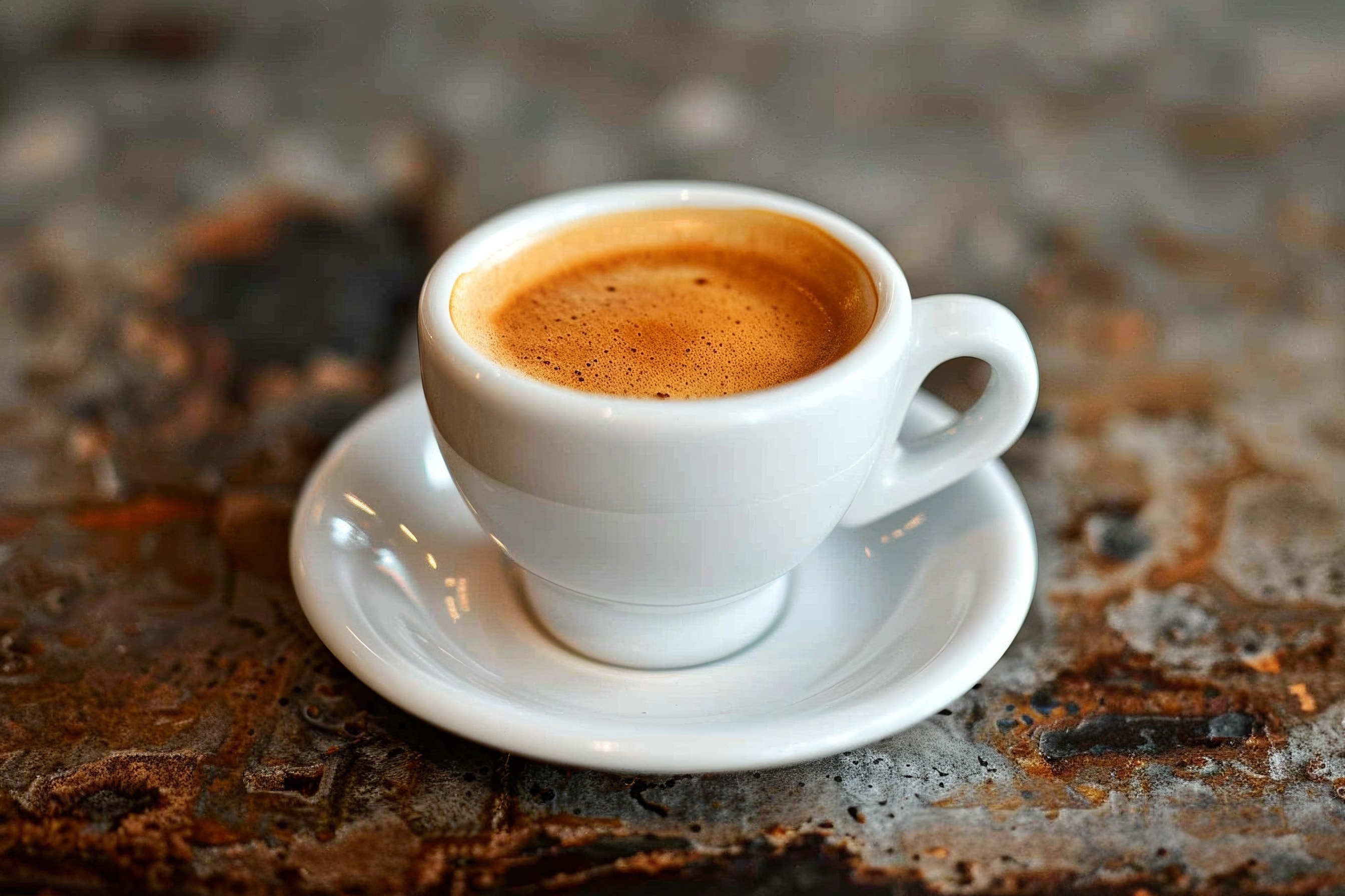 rich espresso in white porcelain cup