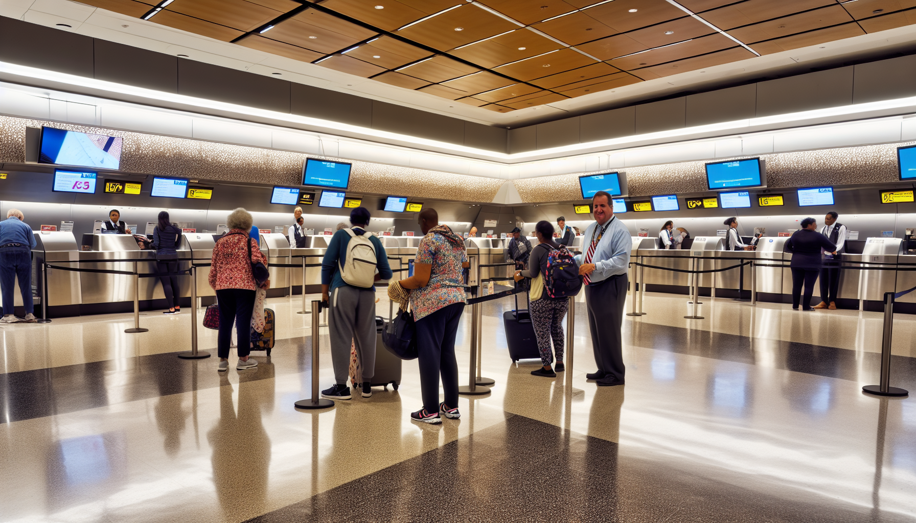 Air Serbia's Terminal at JFK Airport with passenger check-in area