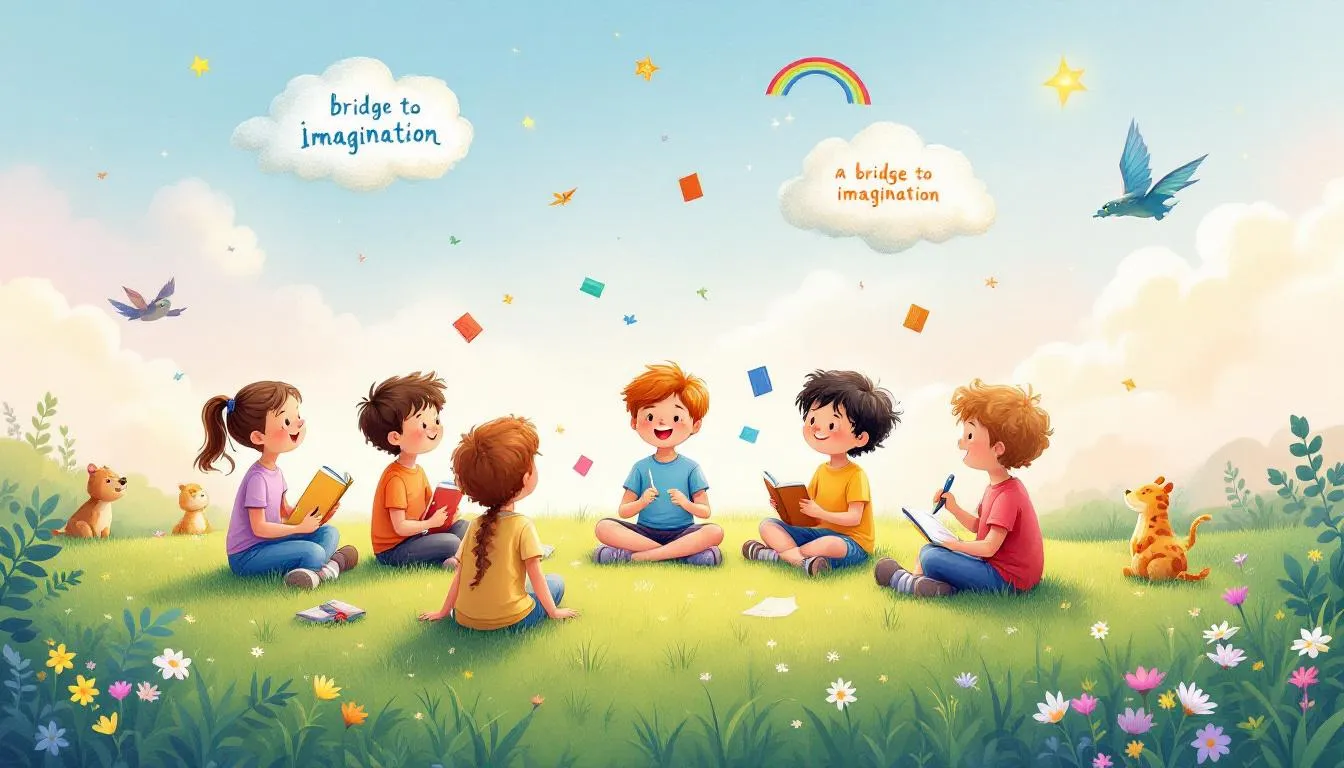An illustration of kids using metaphors to enhance their reading and writing skills.