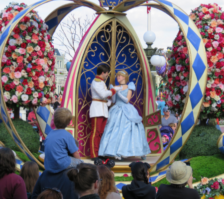 Cinderella and Prince Charming during the Festival of Fantasy Parade