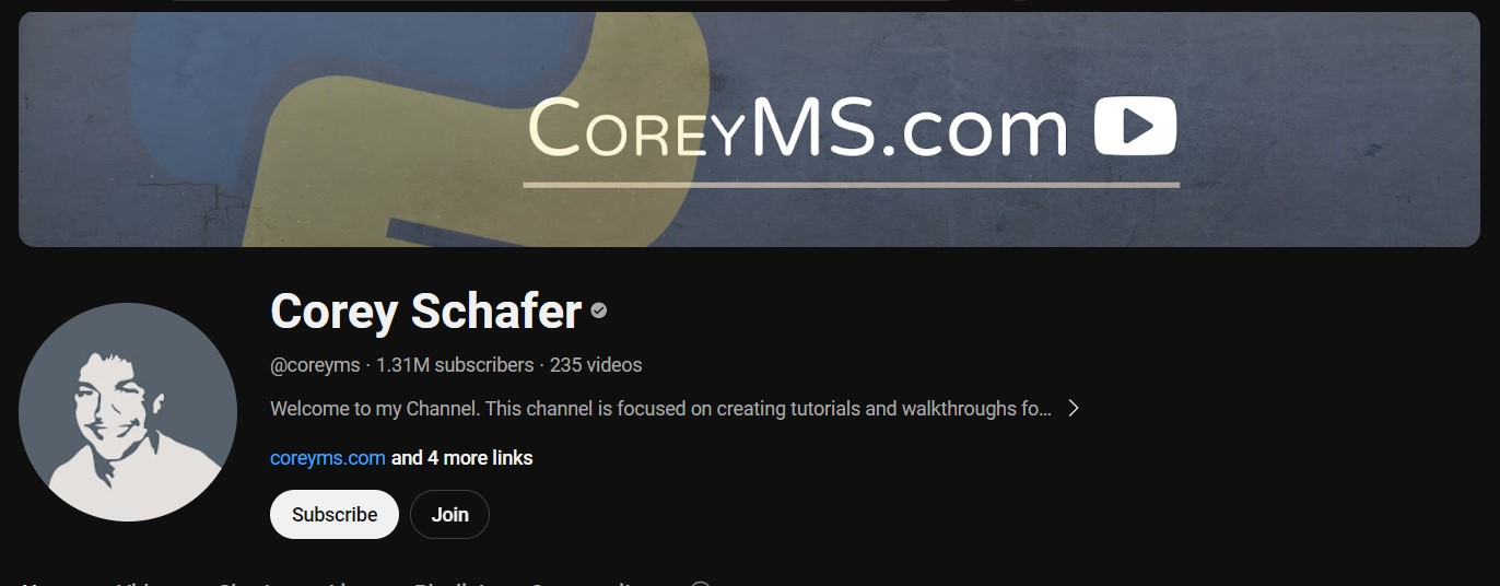 #1 Python YouTube Channel - Corey Schafer