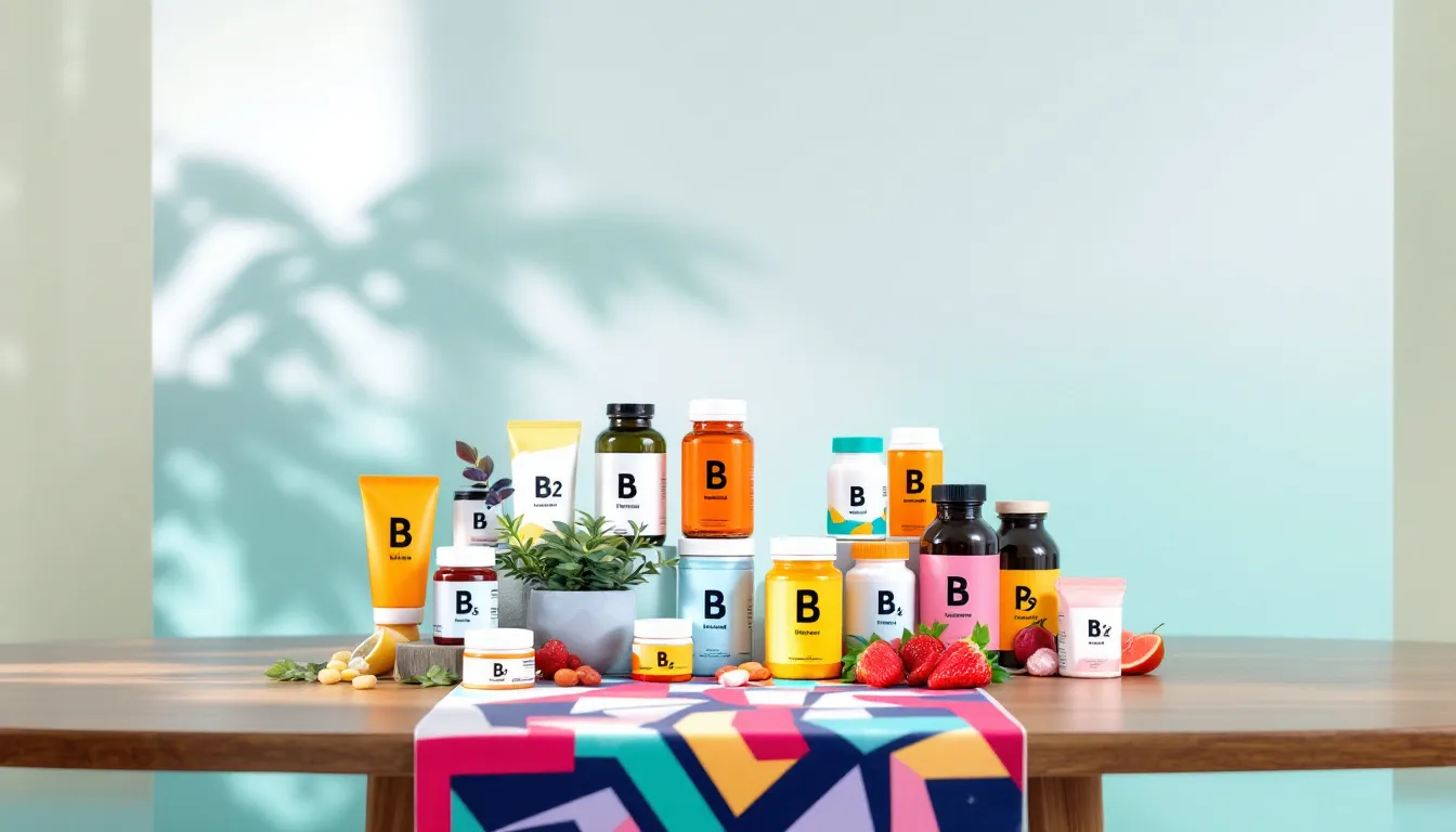 Top 8 Supplements for Memory Loss During Menopause Symptoms 4 A variety of B vitamin supplements on a table, promoting cognitive performance.