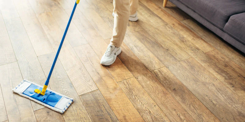 mopping hardwood floors