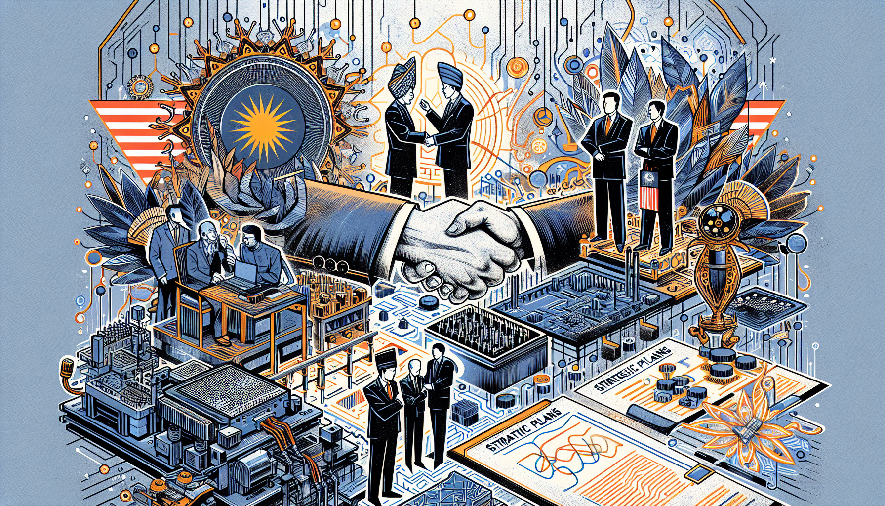 Illustration of government initiatives supporting Malaysia's semiconductor industry