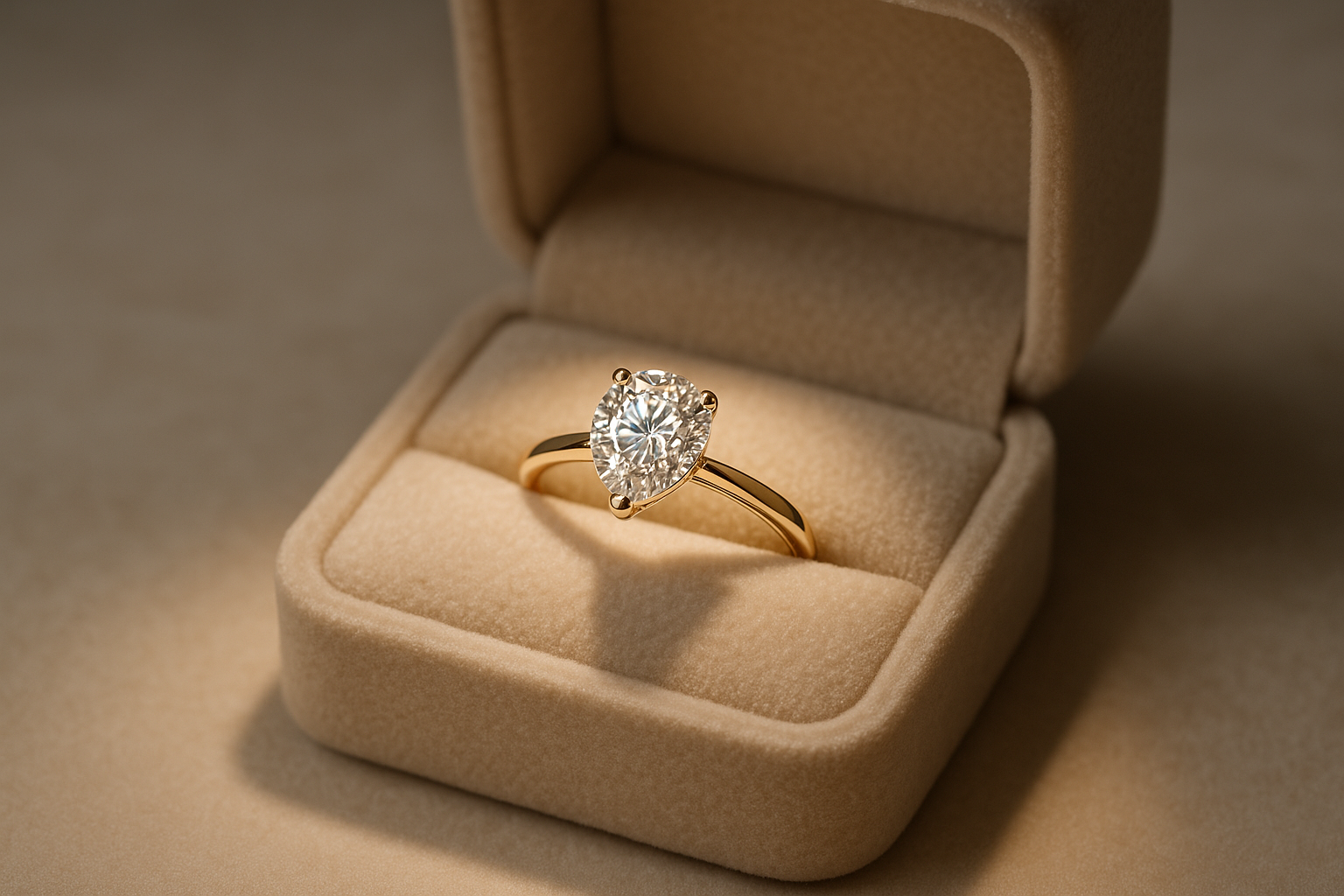 Sužadėtuvių žiedas su deimantu lašo formos