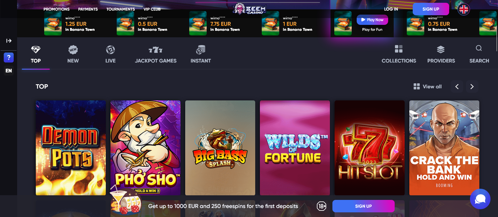 Beem Casino review: Slots and Live Games