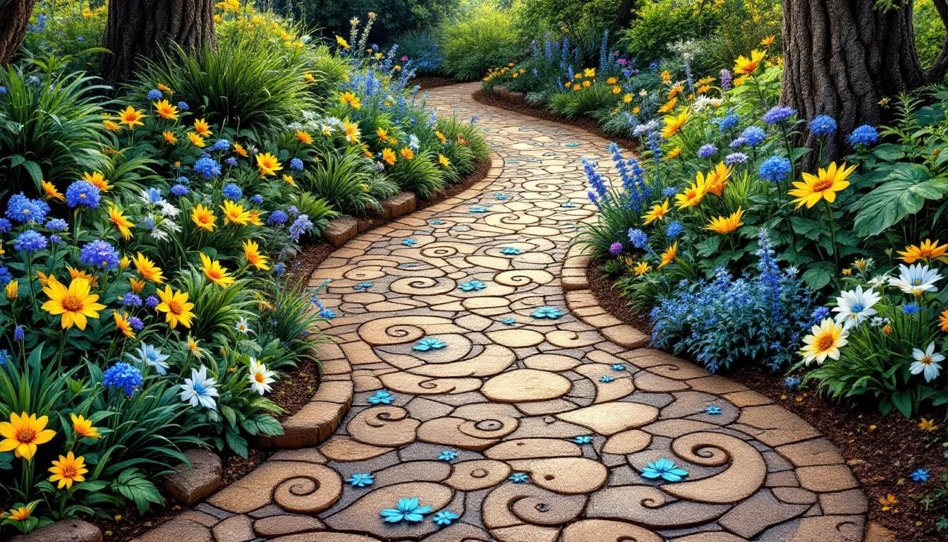 A beautiful garden pathway made of resin, showcasing its durability and aesthetic appeal.