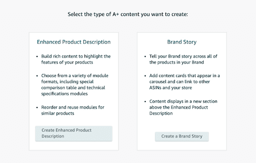 Selling on Amazon: the creation of Brand Story section view.