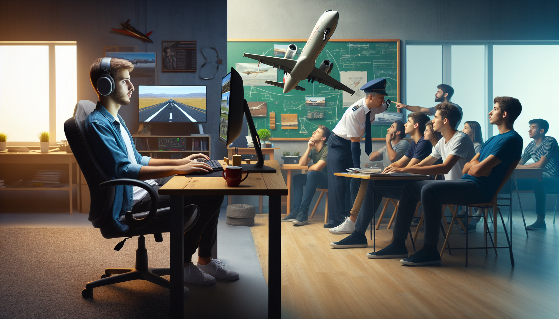 Illustration of online ground school vs. in-person training