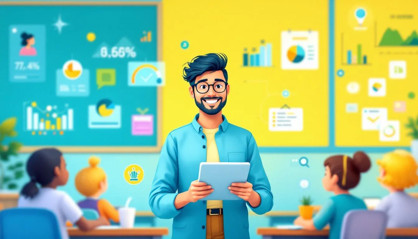 An educator using an observation app in a classroom to enhance teaching practices.